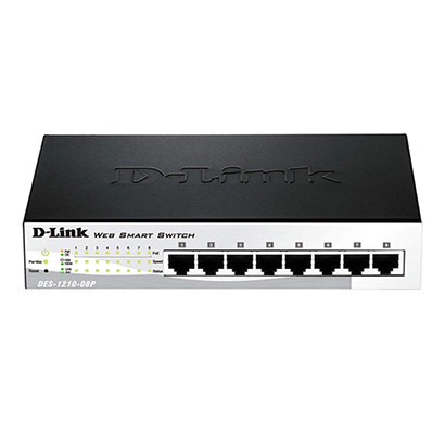 d-link des-1210-08p 8-port 10/100 poe web smart-iii switch ( black)